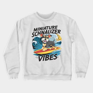 Majestic Miniature Schnauzer Surfing A Wave Crewneck Sweatshirt